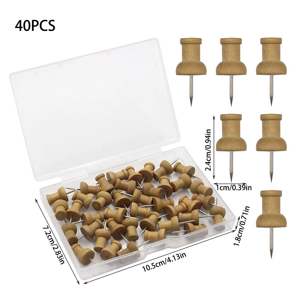 40 штучных коробок из коричневого дерева двутавровых гвоздей мягкой доски для фиксации большого пальца гвоздей для рисования DIY настенные гвозди