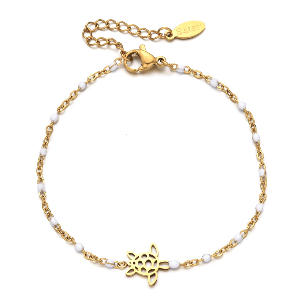 2g Weight Bracelets Classification 1 Piece Quantity Daily Occasion Stainless Steel Material Tortoise Pattern Women's Gender Plating Design Cute Style Cute Tortoise Stainless Steel Plating Bracelets 2
