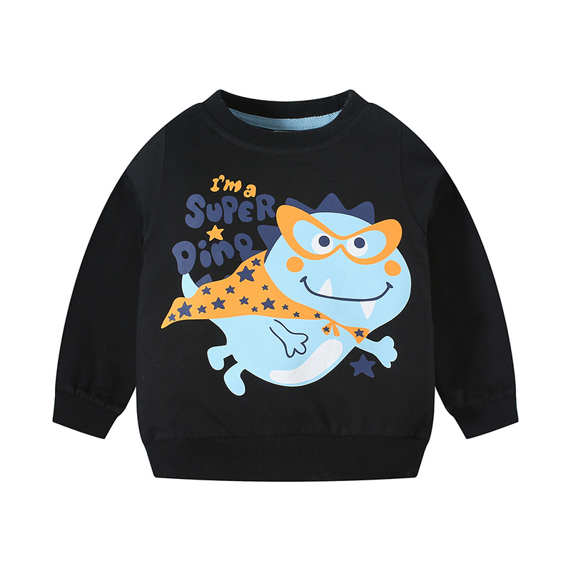 Ropa infantil de alta calidad 2026, ropa de otoño para niños, sudadera con letras de dibujos animados estilo coreano, suéter infantil de manga larga, venta al por mayor