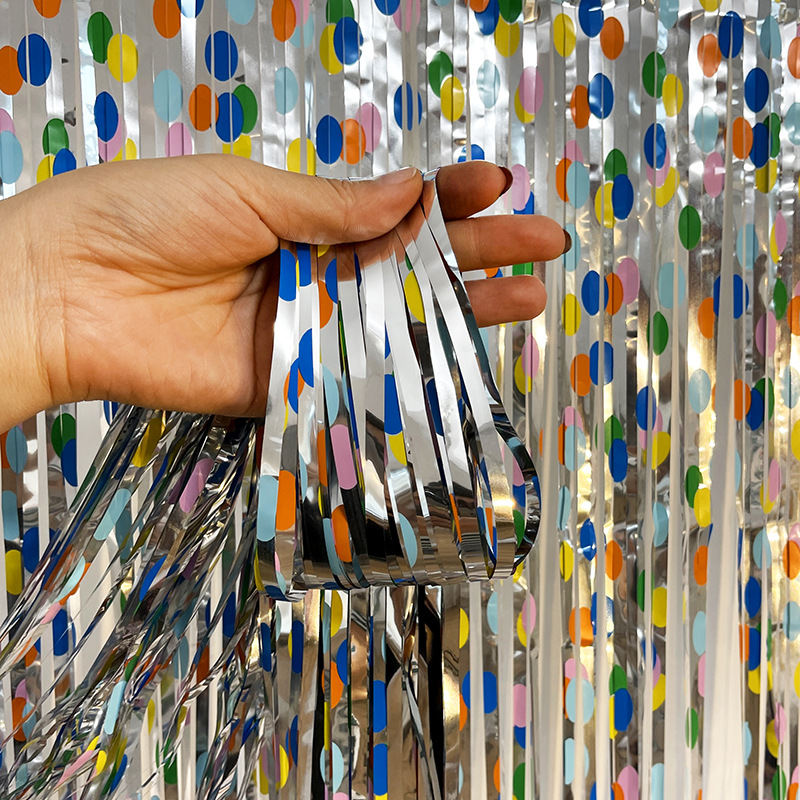 Nueva macaron gradiente cortina de seda la lluvia fiesta cumpleaños boda pared Fondo decoración etapa