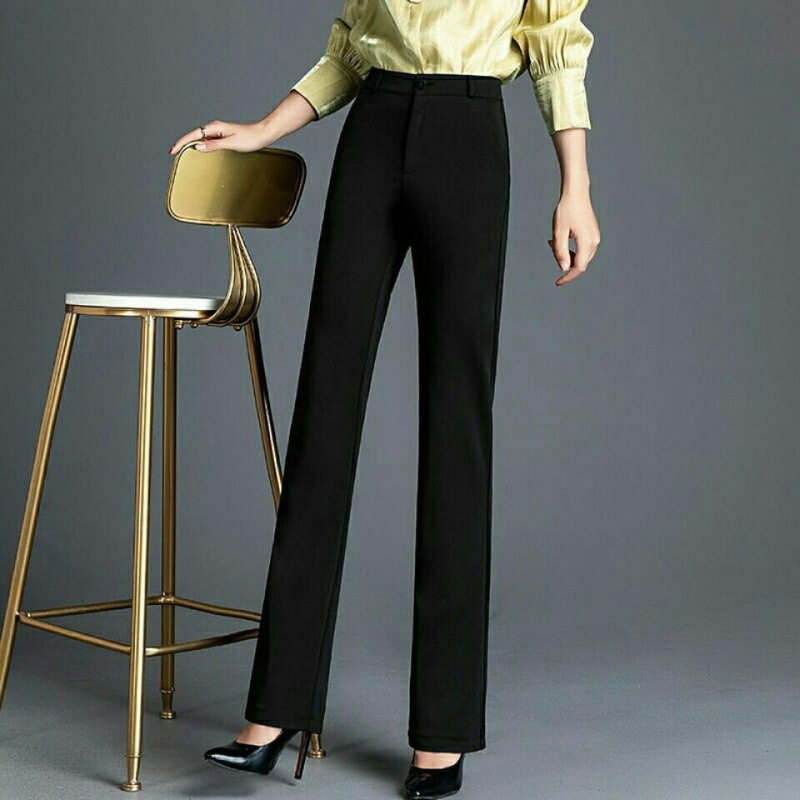 西装裤女弹力新款裤子女百搭宽松显瘦休闲长裤职业西裤高腰直筒裤|ru
