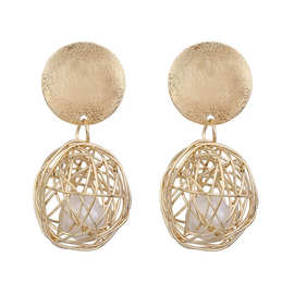 外贸欧美时尚几何朋克流苏镂空珍珠磨砂耳环耳坠配饰义乌批发