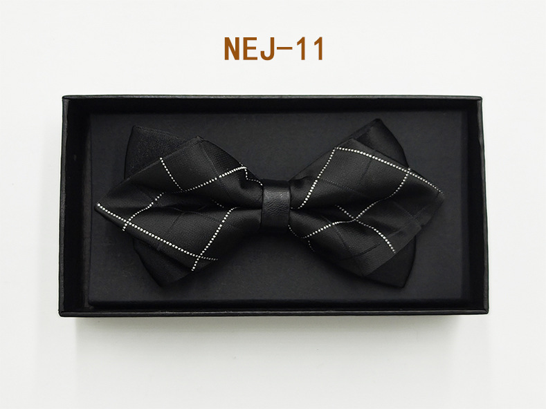 Pajarita negra de color sólido para hombre Boda británica Boda novio padrino traje camisa arco caja de regalo embalaje