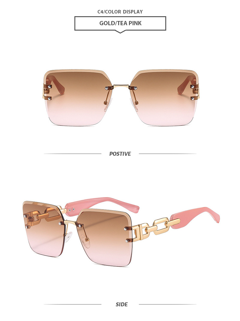 Solid Color Pattern Vacation Simple Style Streetwear Solid Color PC UV400 Protection Square Frameless Women's Sunglasses