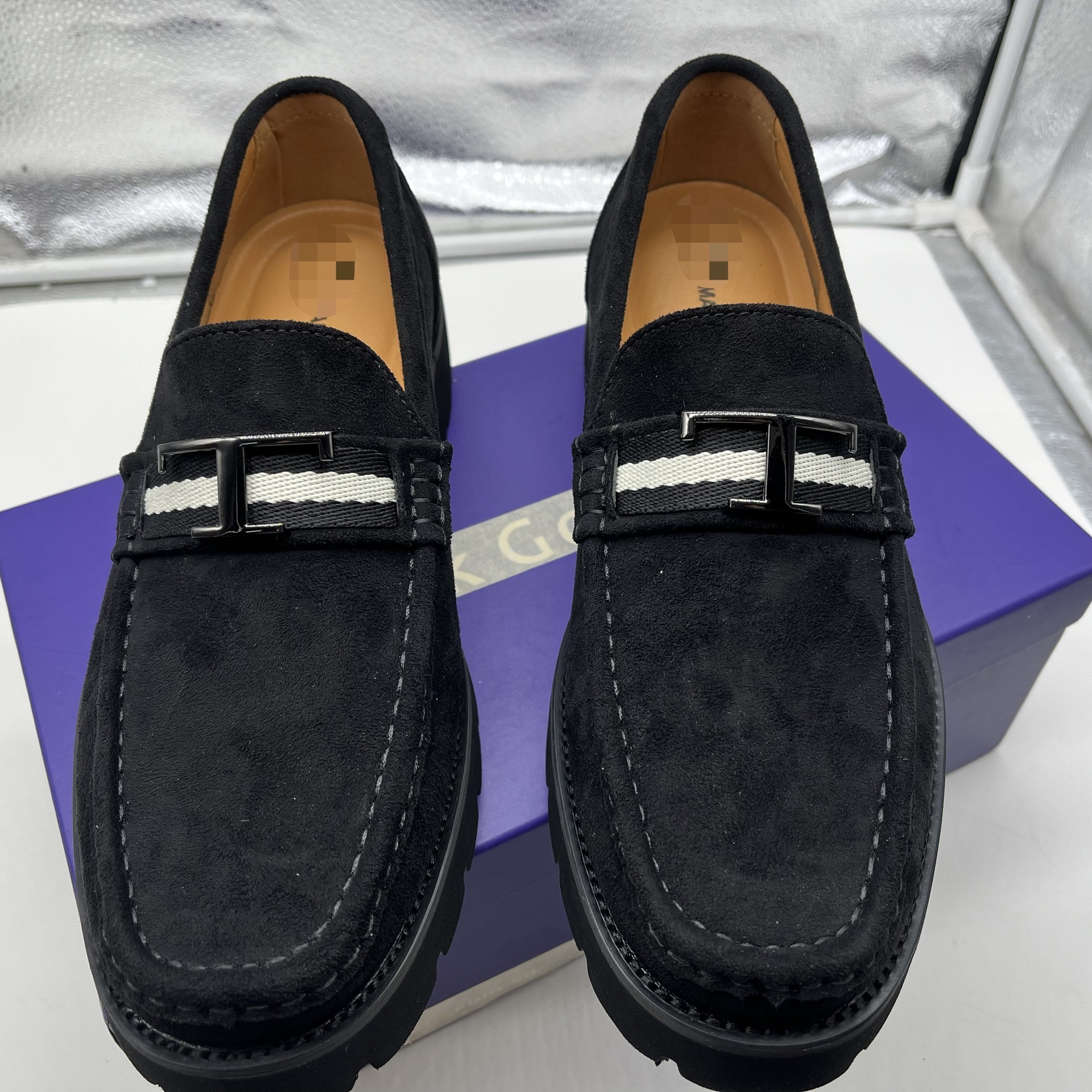 2025新款潮牌男鞋皮豆豆鞋男士金属T扣舒适软底透气pu皮乐福鞋