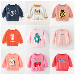 Children's Sweatshirt Girls Autumn and Winter New European and American Cartoon Printed Baby Girl Children's Clothing Long Sleeve Small Children's Underwear 