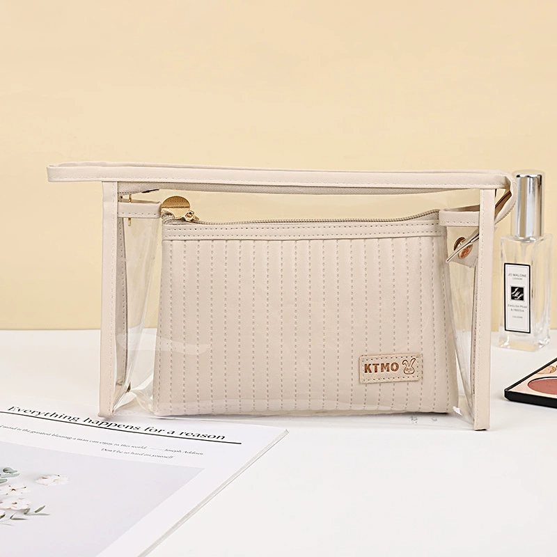 Polyurethane Cosmetic Bag, Handheld Waterproof Organizer, Spacious 24.2×19.6×3.6 cm