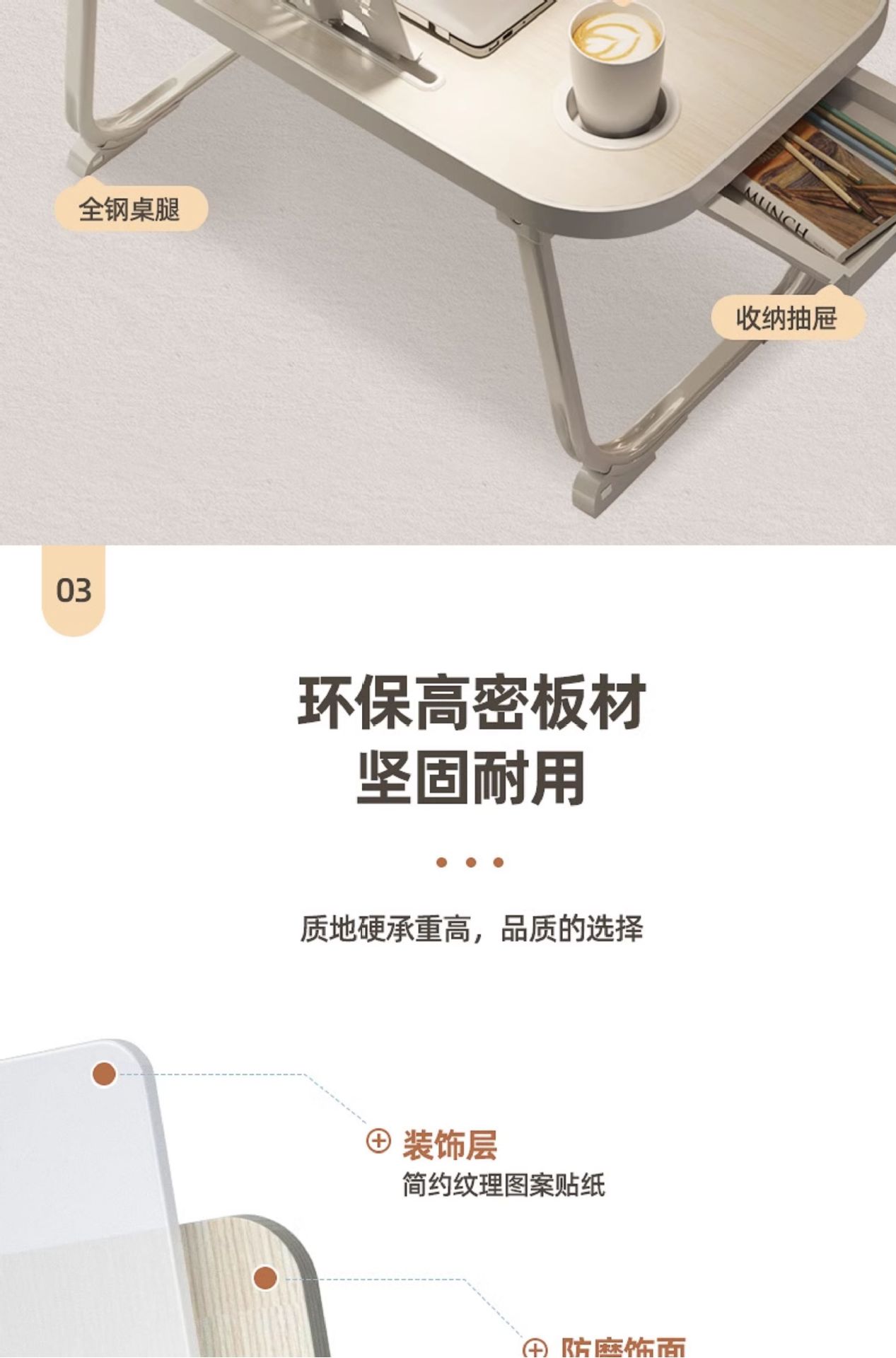 Suitable for Car Small Table, Dining Table, Car Laptop Table, Homework Writing, Multi-Functional Folding Study