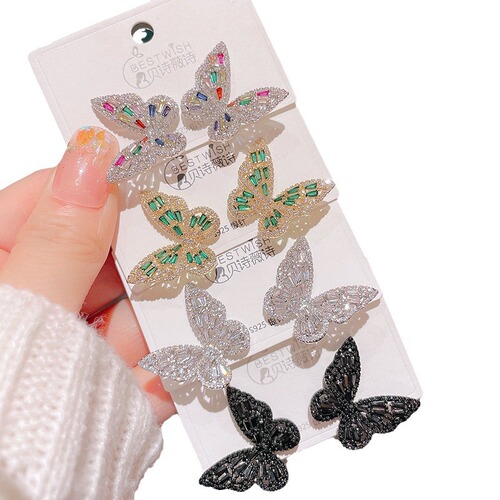 Korean butterfly earrings  new trendy earrings high-end luxury light diamond earrings simple design