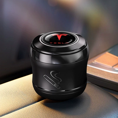 Personalized, Multi-Functional, Universal, One-Click Opening, Car ashtray - tesla-short-model