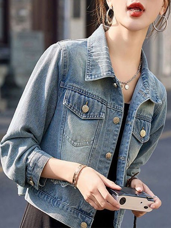 美式复古牛仔外套女短款2025秋季新款小个减龄洋气设计感上衣7318|undefined