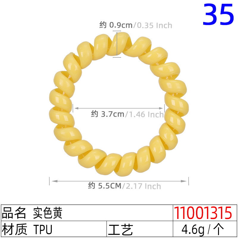外径4cm黒色電話線ヘアリング韓国髪紐髪紐透けわかり皮筋電気コイル髪飾り|undefined