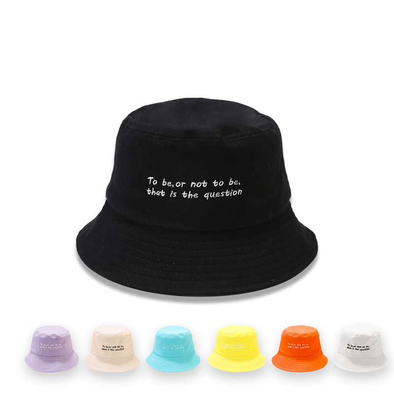 Frau Mode Brief Stickerei Breite Traufen Bucket Hat display picture 1