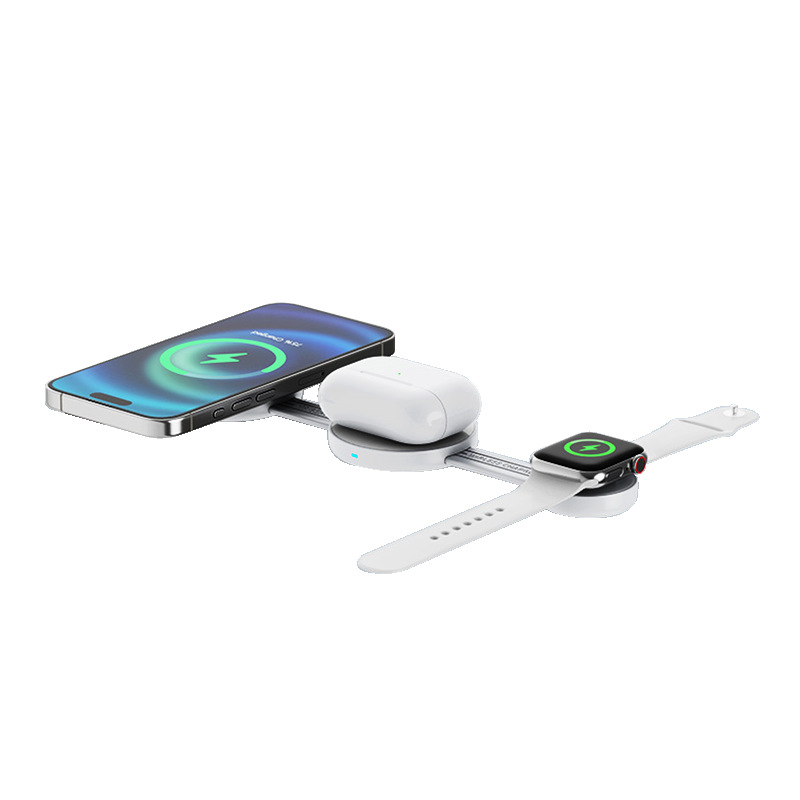 Nuevo mini cargador inalámbrico plegable 3 - en - 1 para teléfonos Apple, relojes, auriculares, carga rápida inalámbrica