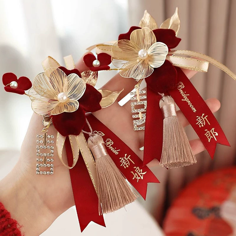 Свадебные принадлежности корсаж свадебный винно-красный свадебный оптовая продажа простой персонализированный красный корсаж