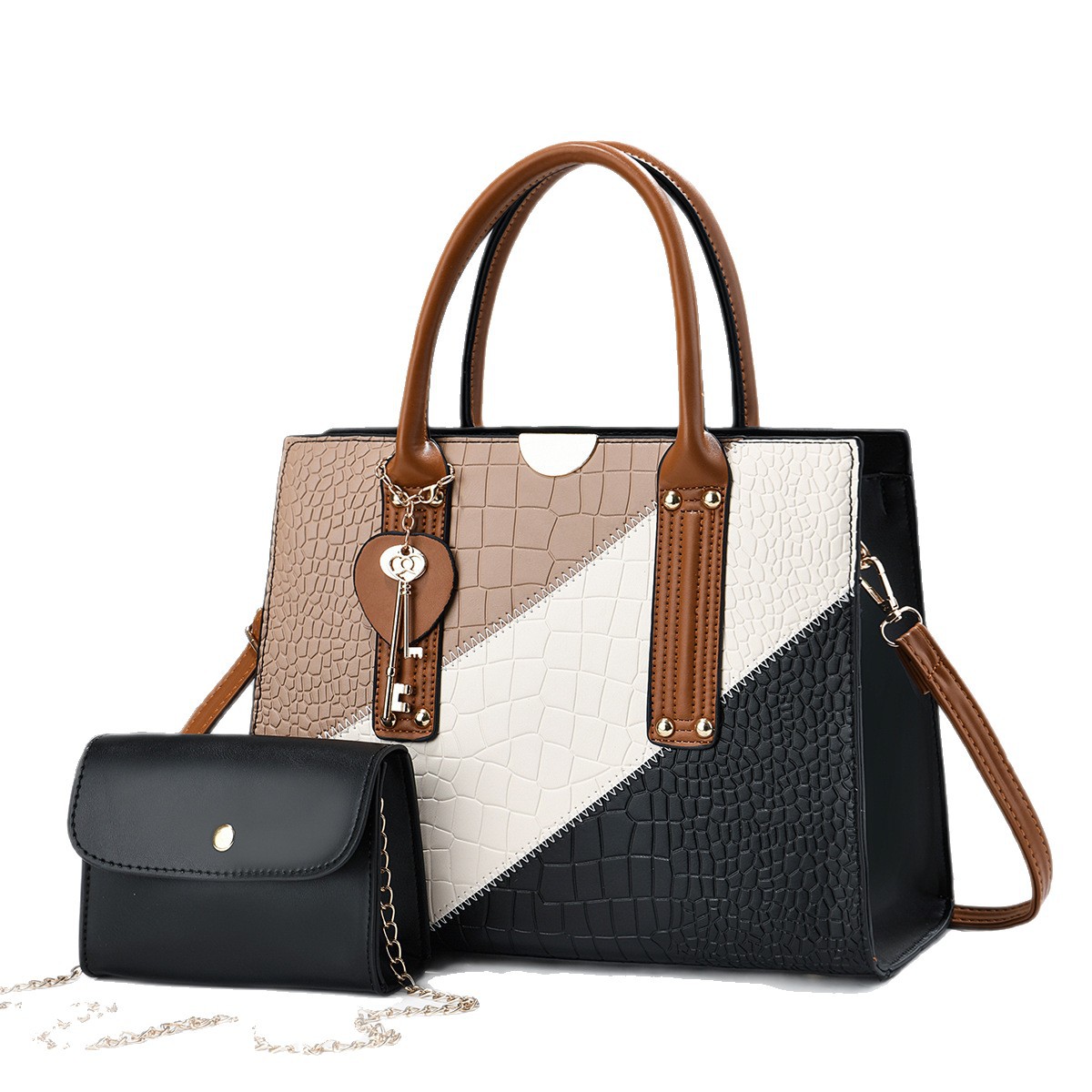 Dos piezas de paquete de bolsos de moda de color temperamento bolsos de mano bolsos de hombro casuales de gran capacidad bolsos de mochila transfronterizos