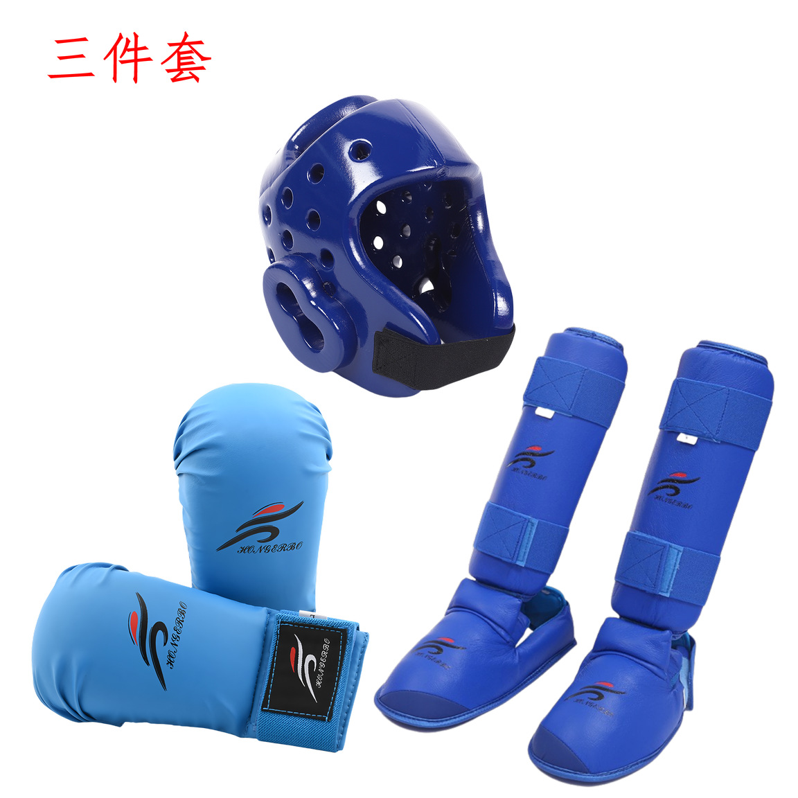 Protectores de piernas y pies para karate para adultos y niños, conjunto de tres piezas para entrenamiento profesional y combate, guantes gruesos para protección y prevención de colisiones.