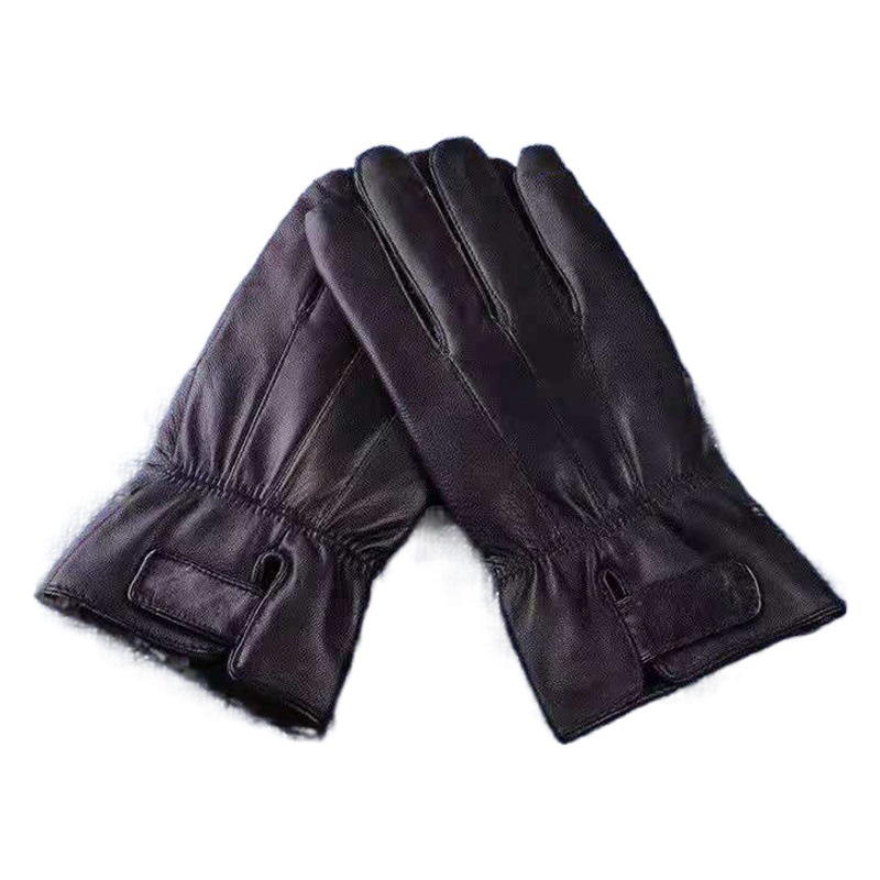 Nueva Primavera y Otoño de las mujeres de piel de oveja guantes de piel de conejo bola patchwork de cuero forrado de lana caliente a prueba de frío guantes de piel de oveja de protección laboral de invierno