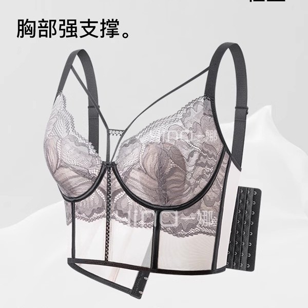YINA オリジナル春夏の大きな胸と小さな胸をプッシュアップする下着、副胸を縮小し、たるみ防止ブラジャー、女性用の柔らかいスチールリングブラジャー|undefined