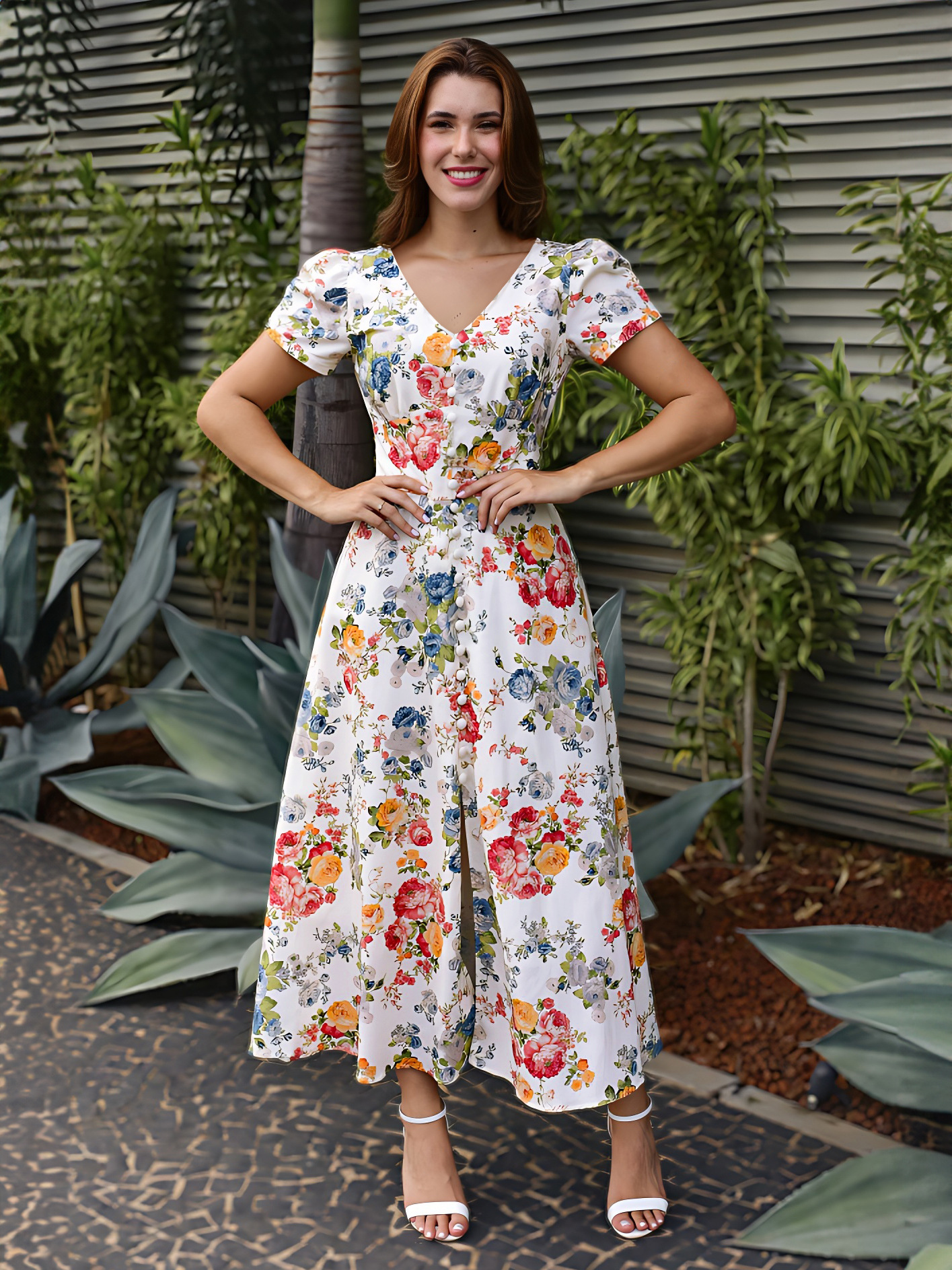 Women's Clothing Printed Holiday Casual Short Sleeved Dress_ecoleips.com