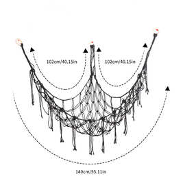 跨境三角网玩具网兜毛绒玩具收纳装饰北欧手工编织波西米亚悬挂网
