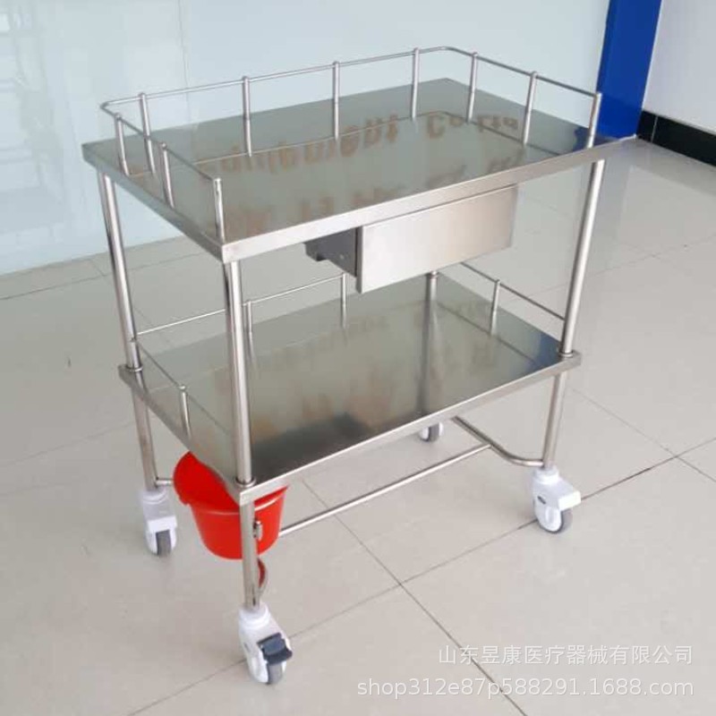 304不锈钢加厚防腐全包静音轮医院同款加厚不锈钢治疗手术小推车