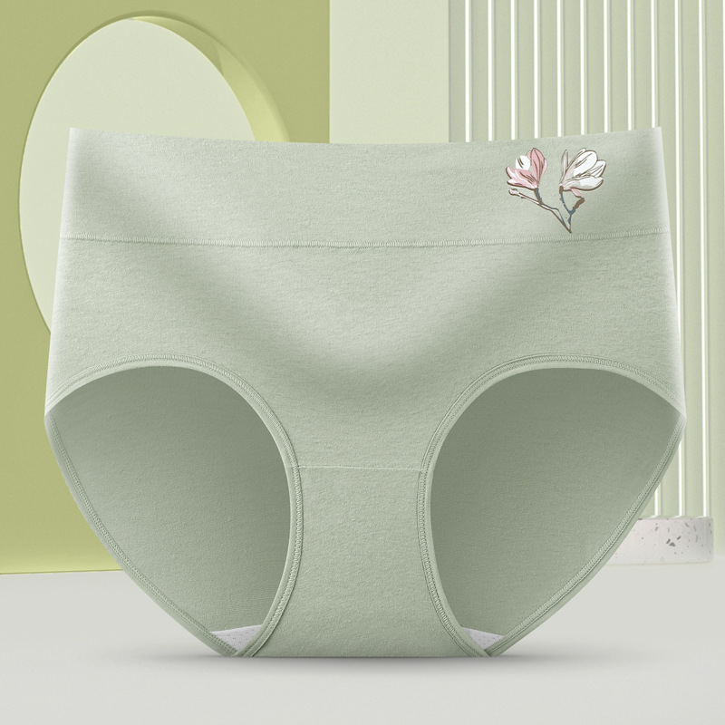Ropa interior antibacteriana respirable de la envoltura de la cintura media-alta del algodón de la cintura impresa exquisita caliente-presionado elástico ropa interior cómoda para las mujeres