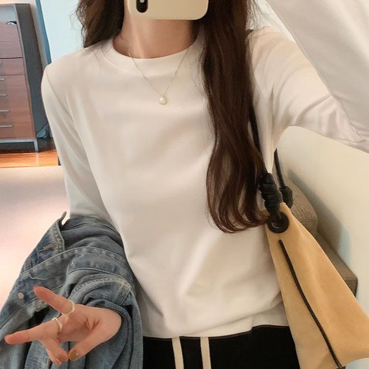 Pesada camiseta de base negra de terciopelo alemán de doble cara para mujeres otoño y invierno nuevo estilo coreano de terciopelo de doble cara grueso camiseta de manga larga image 4