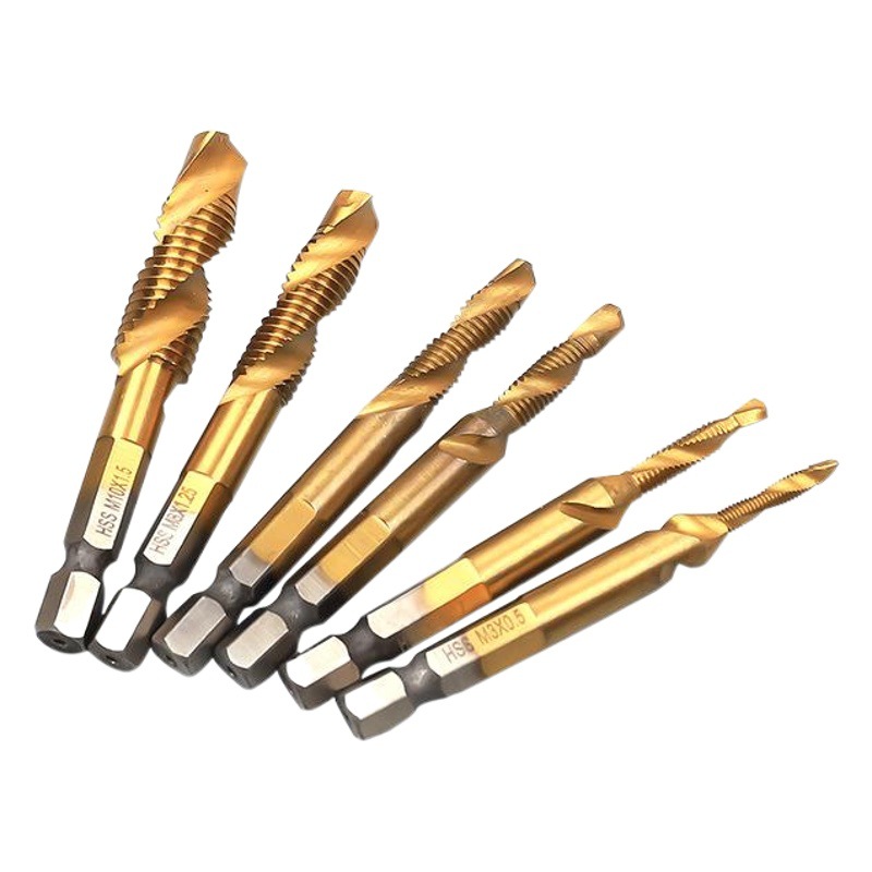 Compuesto Tap drill hex caña de perforación y biselado tornillo máquina tap m3m4m5m6m8m10