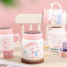 实用礼品卡通猫咪兔子镜面杯 企业活动开店节日礼品陶瓷杯子厂家