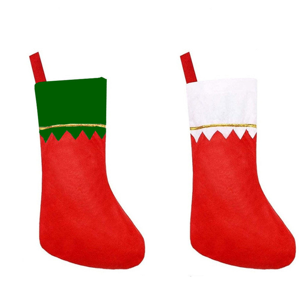 Calcetines navideños boca blanca Phnom Penh boca verde hilo dorado calcetines navideños calcetines de tablero de luz no tejido 2024 decoraciones navideñas