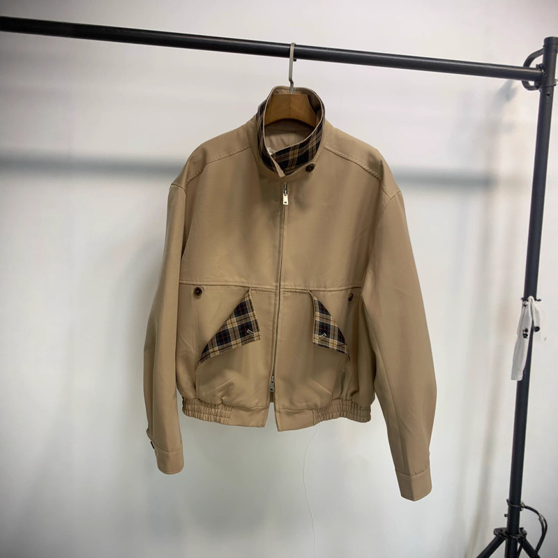 Clearance Price Autumn and Winter Plaid Lining Flip Pocket Lapel Loose Workwear Jacket Long Sleeve Shorts Stand Collar Windbreaker Coat for Women Clearance Price Autumn and Winter Plaid Lining Flip Pocket Lapel Loose Workwear Jacket Long Sleeve Shorts Stand Collar Windbreaker Coat for Women