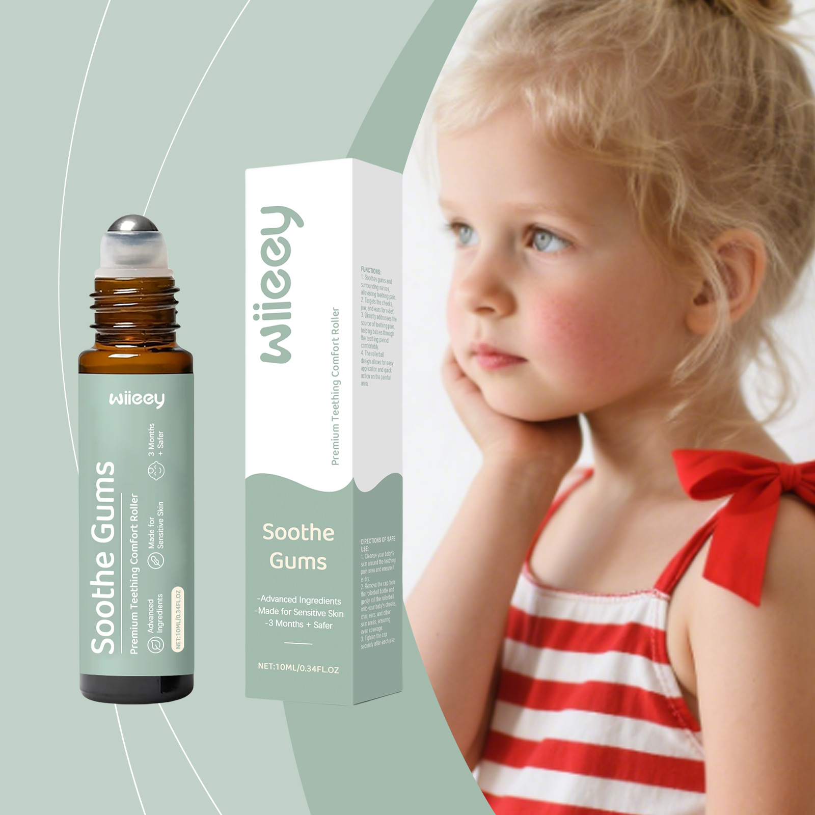 Wiieey Gentle Teething Roller for Children - Comforting and Gentle Teething Roller for Babies during the Teething Stage, Protecting Their Delicate Teeth
