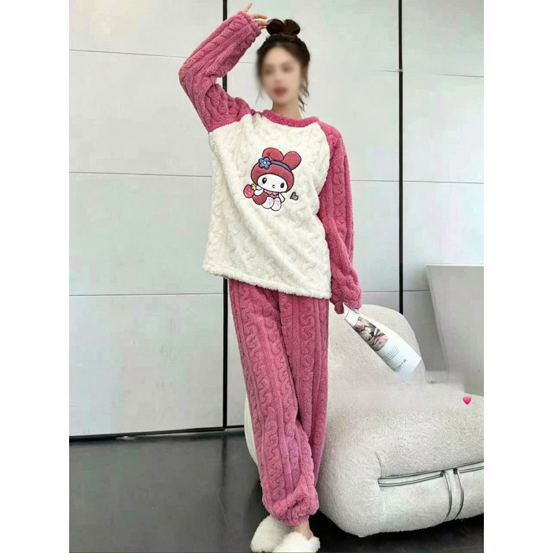 Conjunto de Pijama para Mujer de Terciopelo de Coral, Cálido, Cómodo y Grueso, para Casa y Exterior image 12