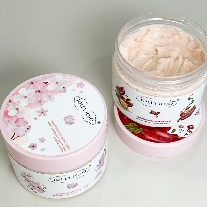 JOLLY JOJO Pomegranate Cherry Blossom Body Scrub removes chicken skin, rejuvenates the whole body, exfoliates, and is a skin care product undefined