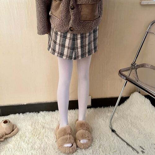 Japanese jk white pantyhose women's spring and autumn bare legs flesh-colored stockings velvet coffee off-white leggings