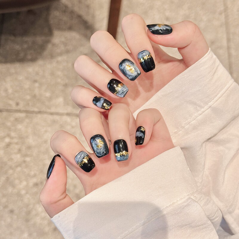 Taiwu Art Children's Fun Graffiti Sweet Cool Short Pure Handmade Nail Art Patch Niche Painted Halo Dye Gold Foil Wear Armor Fake