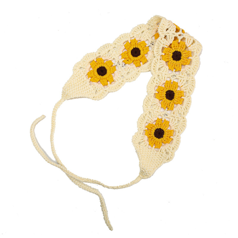 Francia cereza toallas triangulares mujeres primavera y otoño viajes padres-hijos gancho de punto flores hueco pañuelo de arte correa de pelo gorro