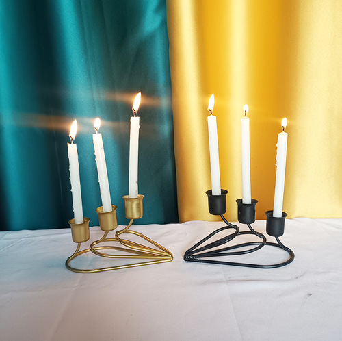 Factory Creative European and American Classic Series Iron Candlestick Rod Candlestick Iron Ornament Romantic Home Dining Table Candlelight