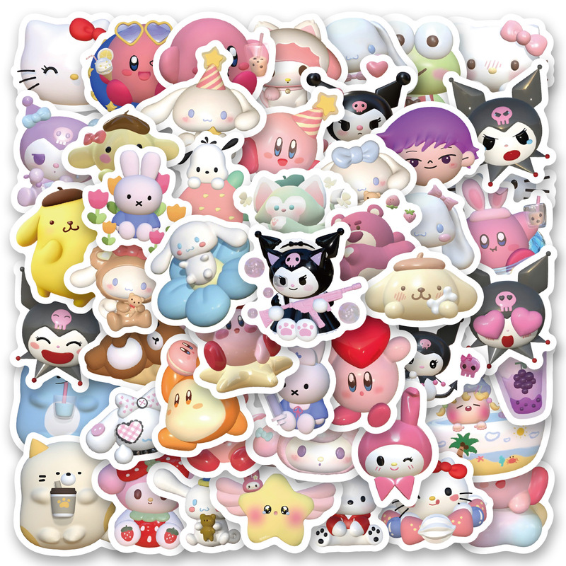 100 New Cute Cartoon Sanrio Stickers for Handbook Decoration DIY Stationery Mobile Phone Notebook Stickers