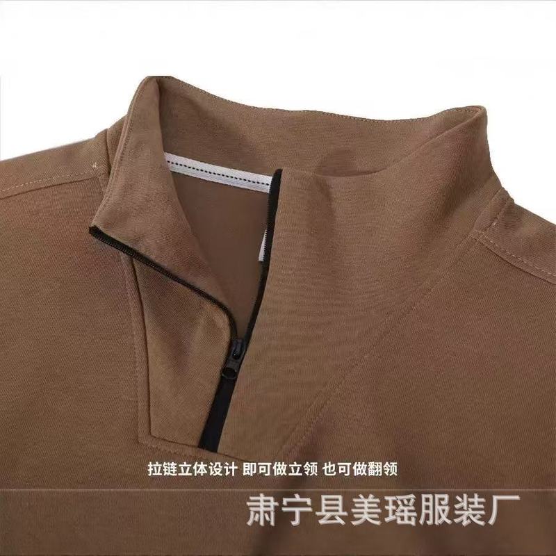半拉链立领卫衣男春秋冬季美式复古加绒半拉链男士纯色休闲外套男|undefined
