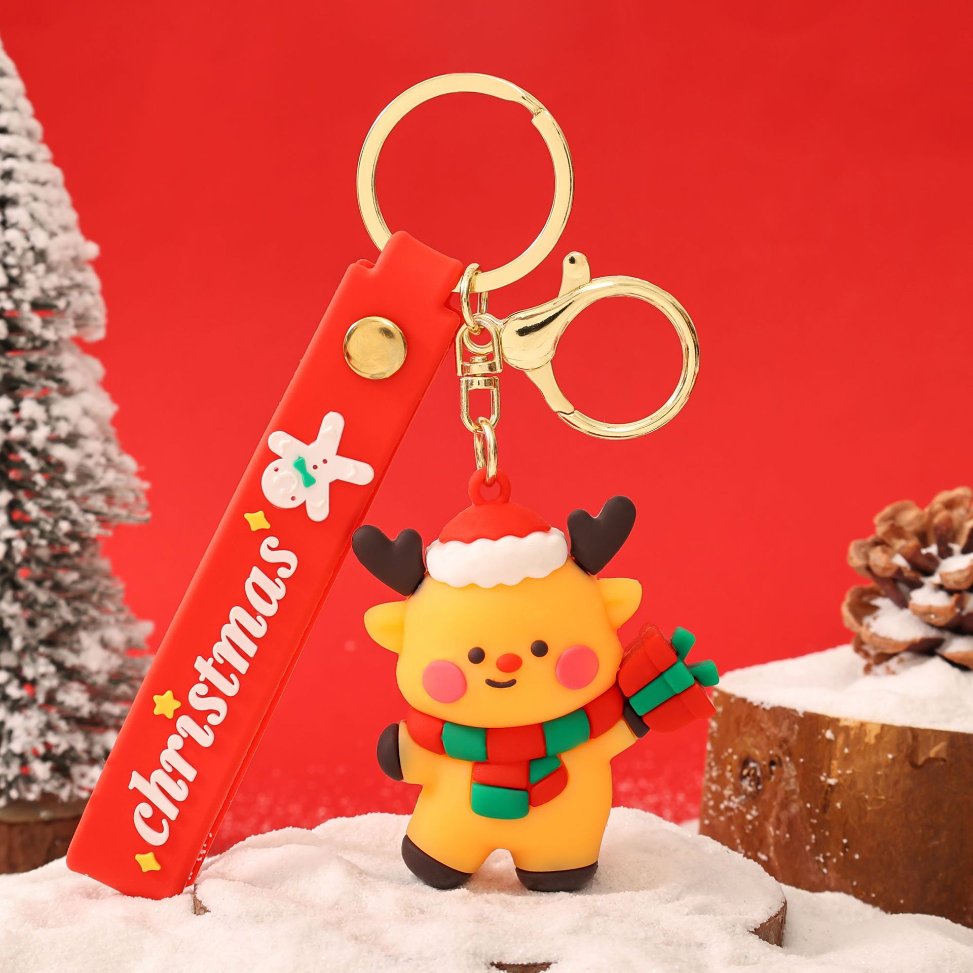 Llavero de muñeco de nieve navideño, adorable, para coche o mochila