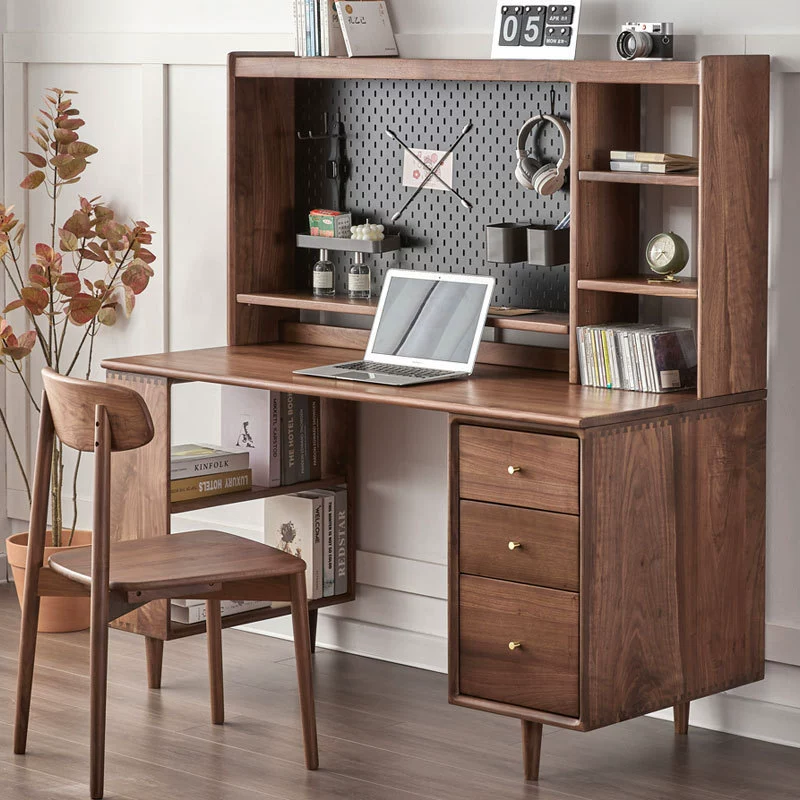 Nordic полностью компьютерный стол из массива дерева учебный стол черный орех двойной стол книжная полка Простая Современная учебная мебель