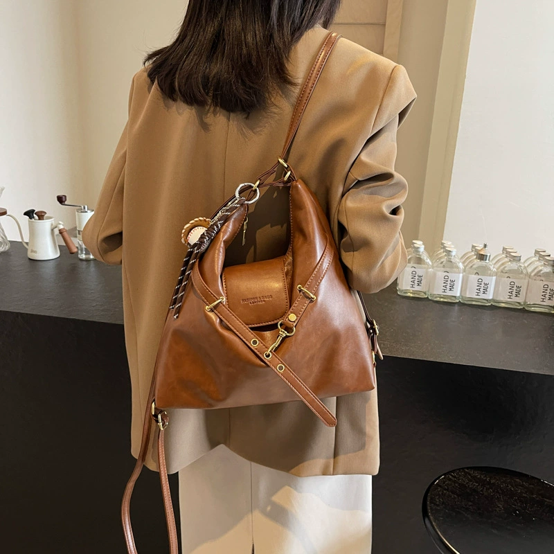Retro Spacious Backpack and One-Shoulder Bag in High-Quality Leather, Multiple Colors