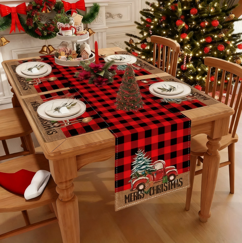 Nuevo conjunto de toallas de mesa transfronterizas de Navidad decoración de mesa Bandera de mesa Bandera de mesa Amazon 2026