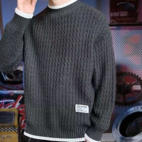 Men's hand-knitted sweater, men's off-season, thickened for spring and autumn, new style, round-neck sweatshirt Men's hand-knitted sweater, men's off-season, thickened for spring and autumn, new style, round-neck sweatshirt