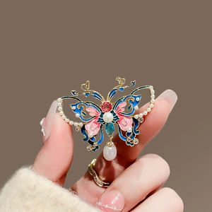 Enamel Painted Butterfly Brooch Women's High-end Sense High-end Atmospheric Luxury Cheongsam Coat Brooch Coat Elegant Pin