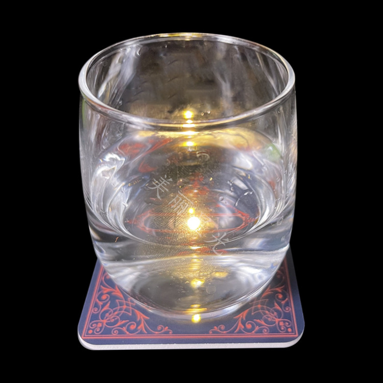 Nuevo posavasos luminosos con sensor de gravedad ultrafino, suministros de atmósfera de barra, posavasos led, patrón de logotipo de impresión en color