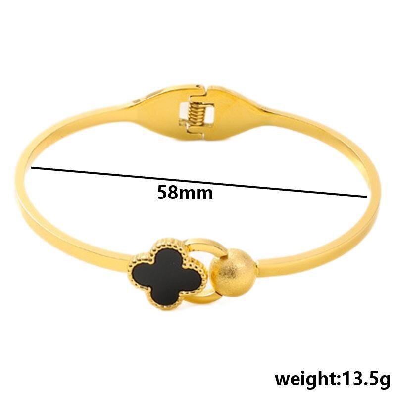 La moda europea y americana de acero de titanio no se desvanece, brazalete de clover simple, temperamento de moda femenino, joyas de brazalete de alta calidad.