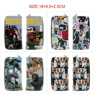 skibidi toilet toilet game peripheral pu leather full color long zipper wallet cartoon Clutch